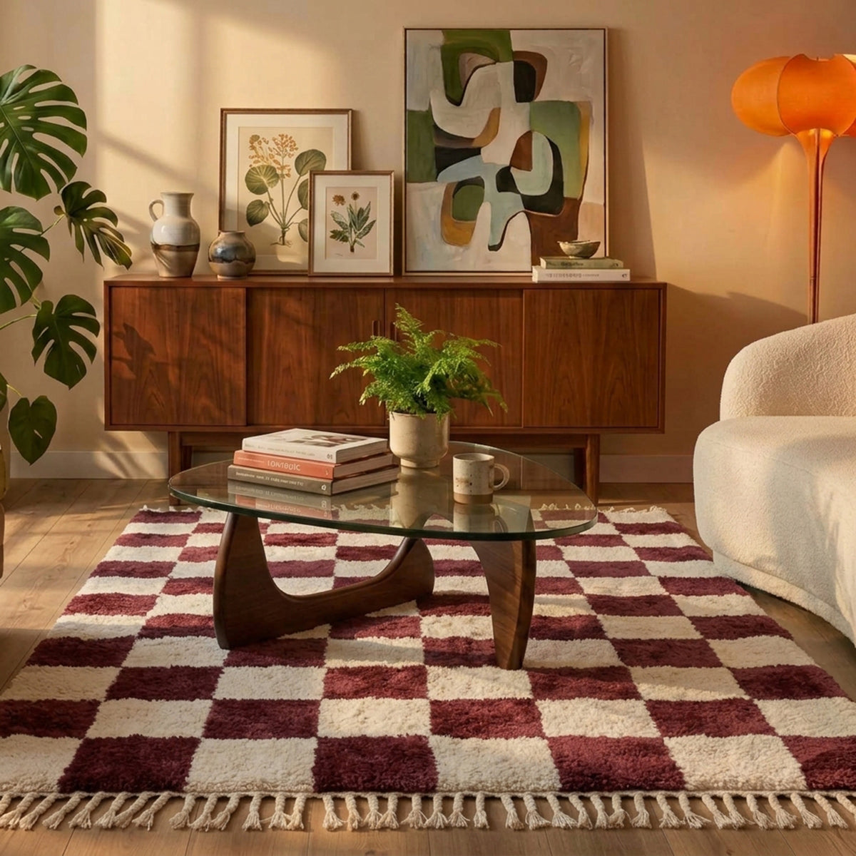 Checkerboard rug - Blox Fringe Red
