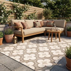 Geometric outdoor rug – Mosaic Clover Cream
