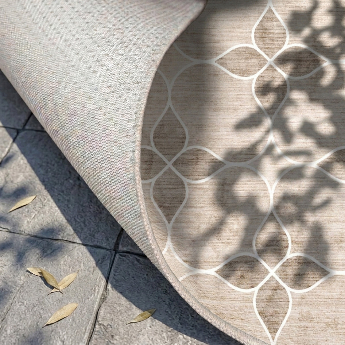 Geometrisk utomhusmatta - Mosaic Dot Creme