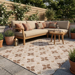 Geometrisk utomhusmatta - Mosaic Dot Terracotta