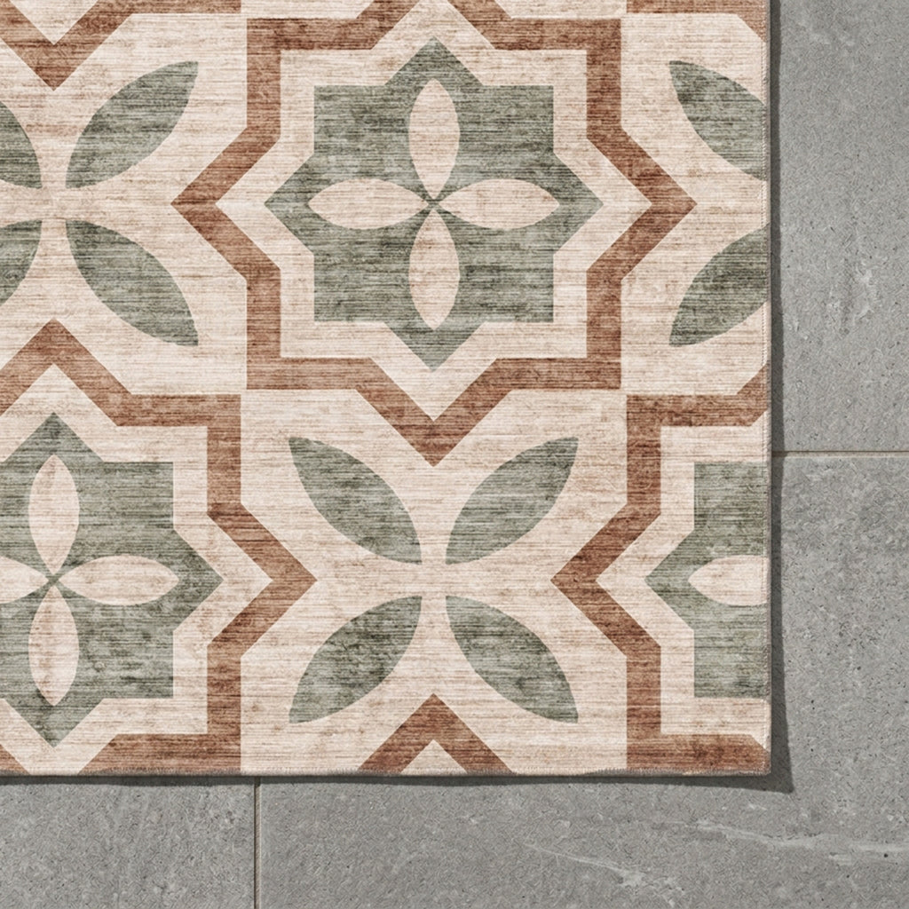 Geometric outdoor rug – Mosaic Medina Green