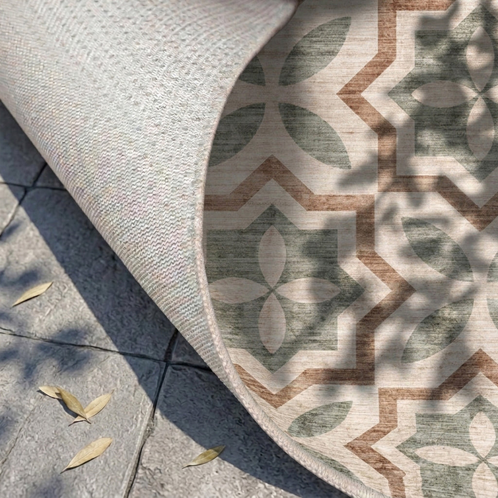 Geometric outdoor rug – Mosaic Medina Green