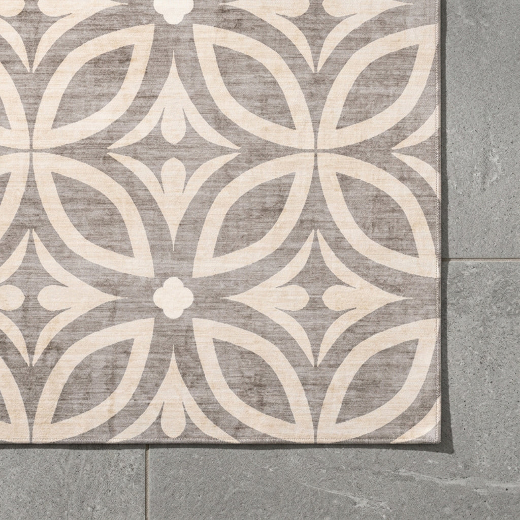 Geometrisk utomhusmatta - Mosaic Petal Creme