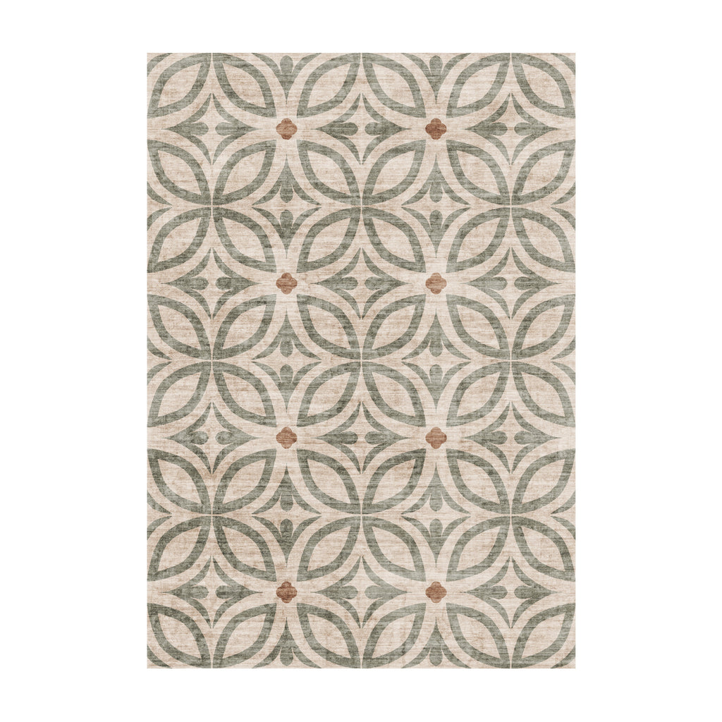 Geometrisk utomhusmatta - Mosaic Petal Grön