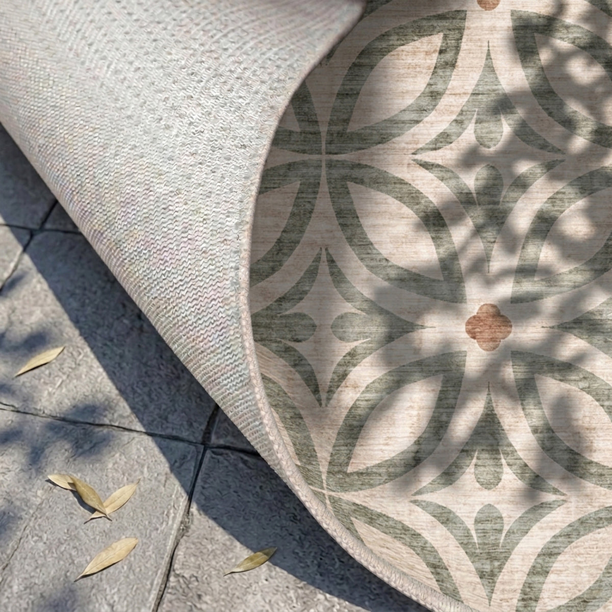Geometrisk utomhusmatta - Mosaic Petal Grön