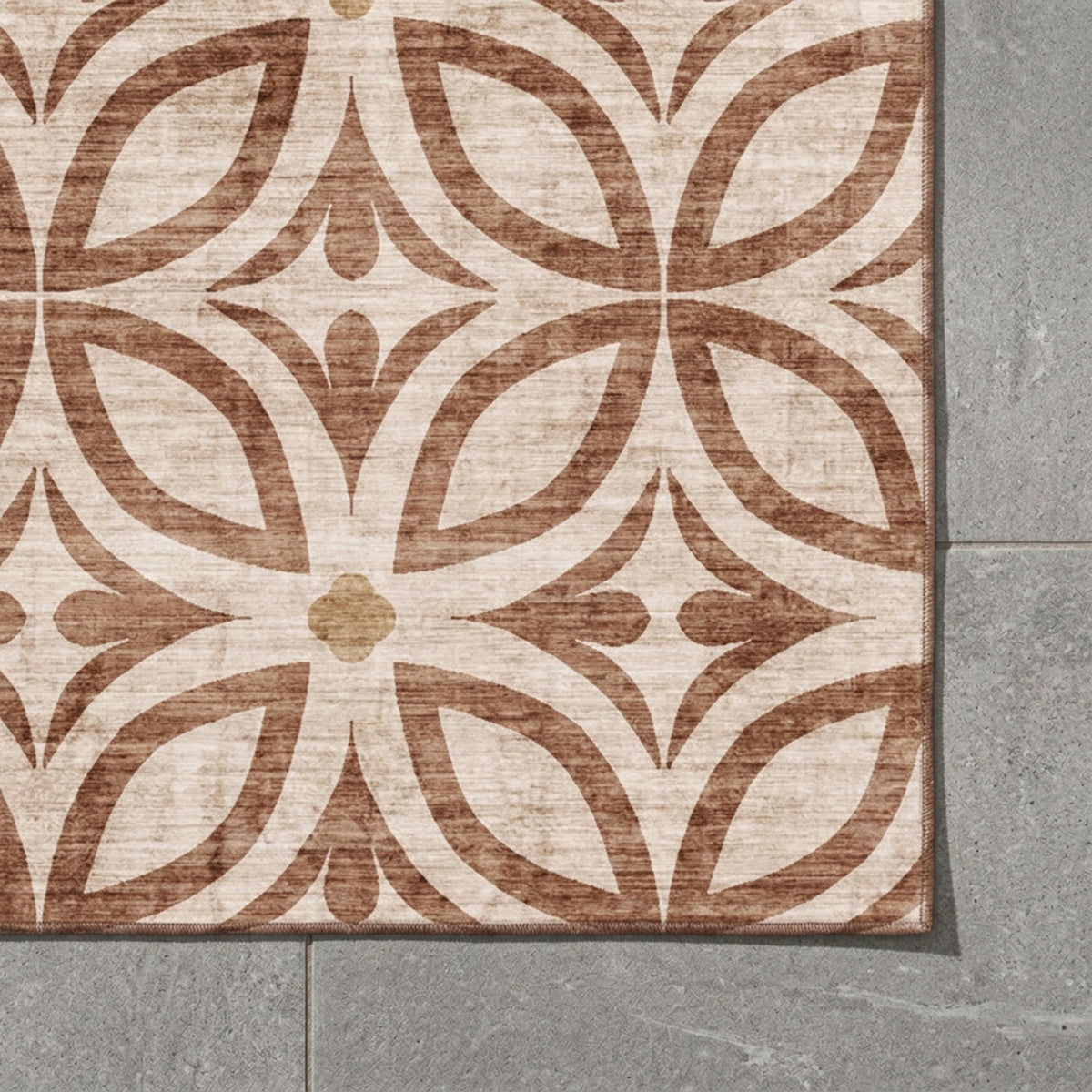 Geometric outdoor rug – Mosaic Petal Terracotta