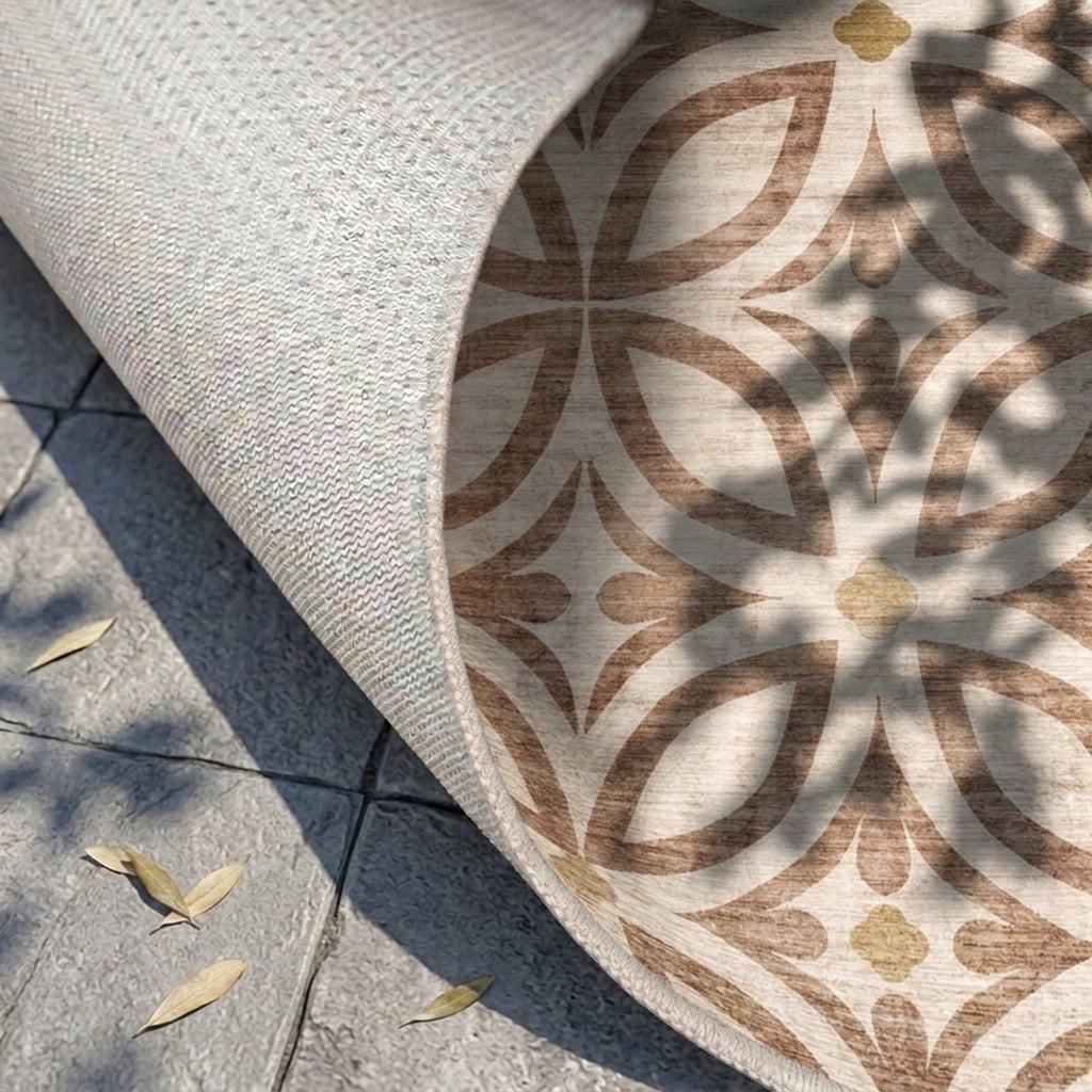Geometric outdoor rug – Mosaic Petal Terracotta