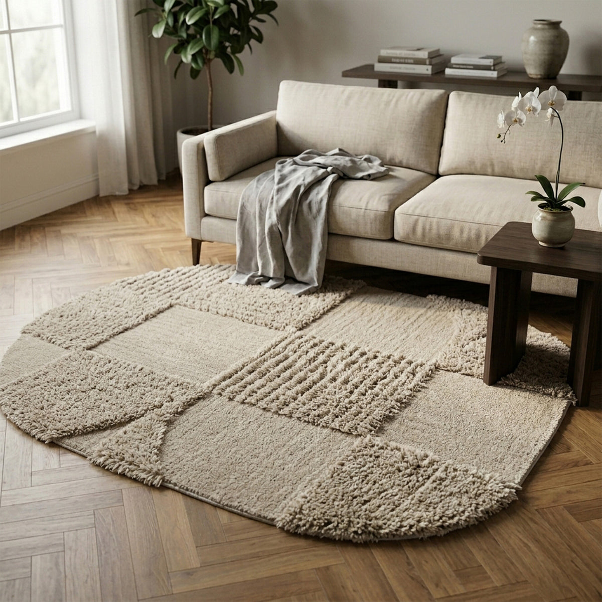 Organic rug - Odette Shapes Taupe