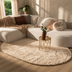Oval Shaggy Rug - Blaze Beige