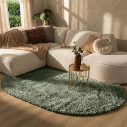 Oval Shaggy Rug - Blaze Green