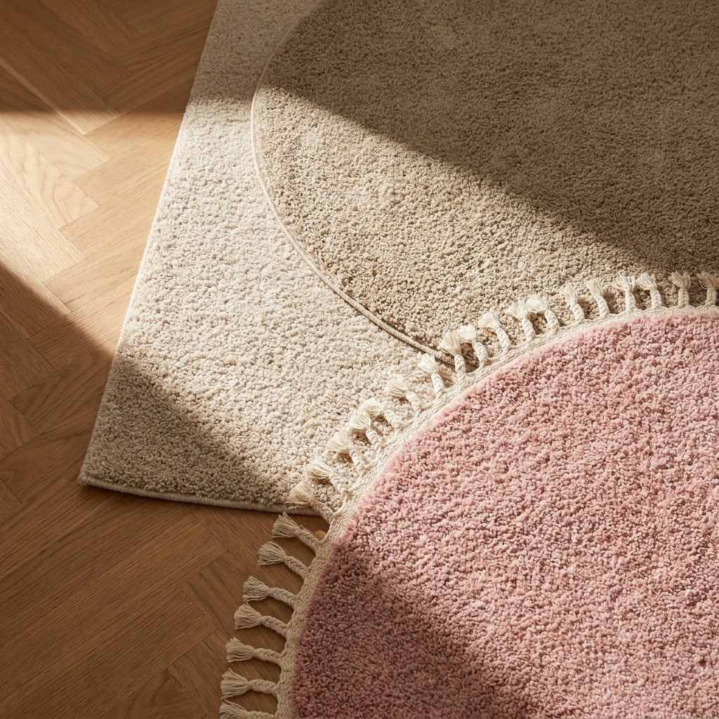 Rund fluffig matta | Lofty rosa hos Volero
