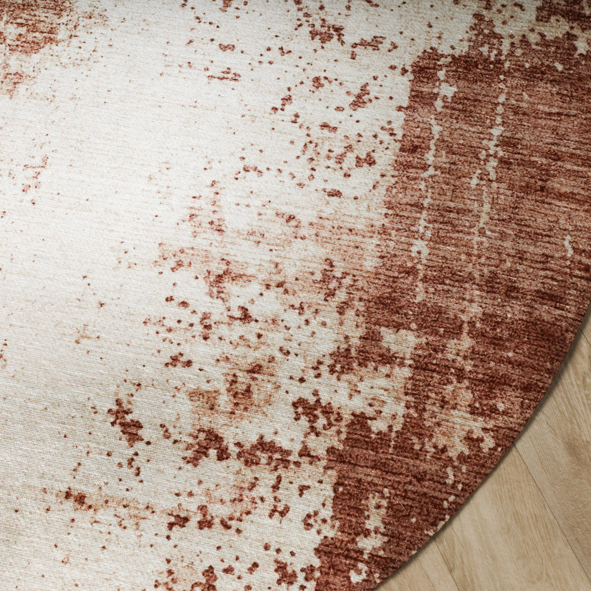 Rund abstrakt matta - Rusty Brown