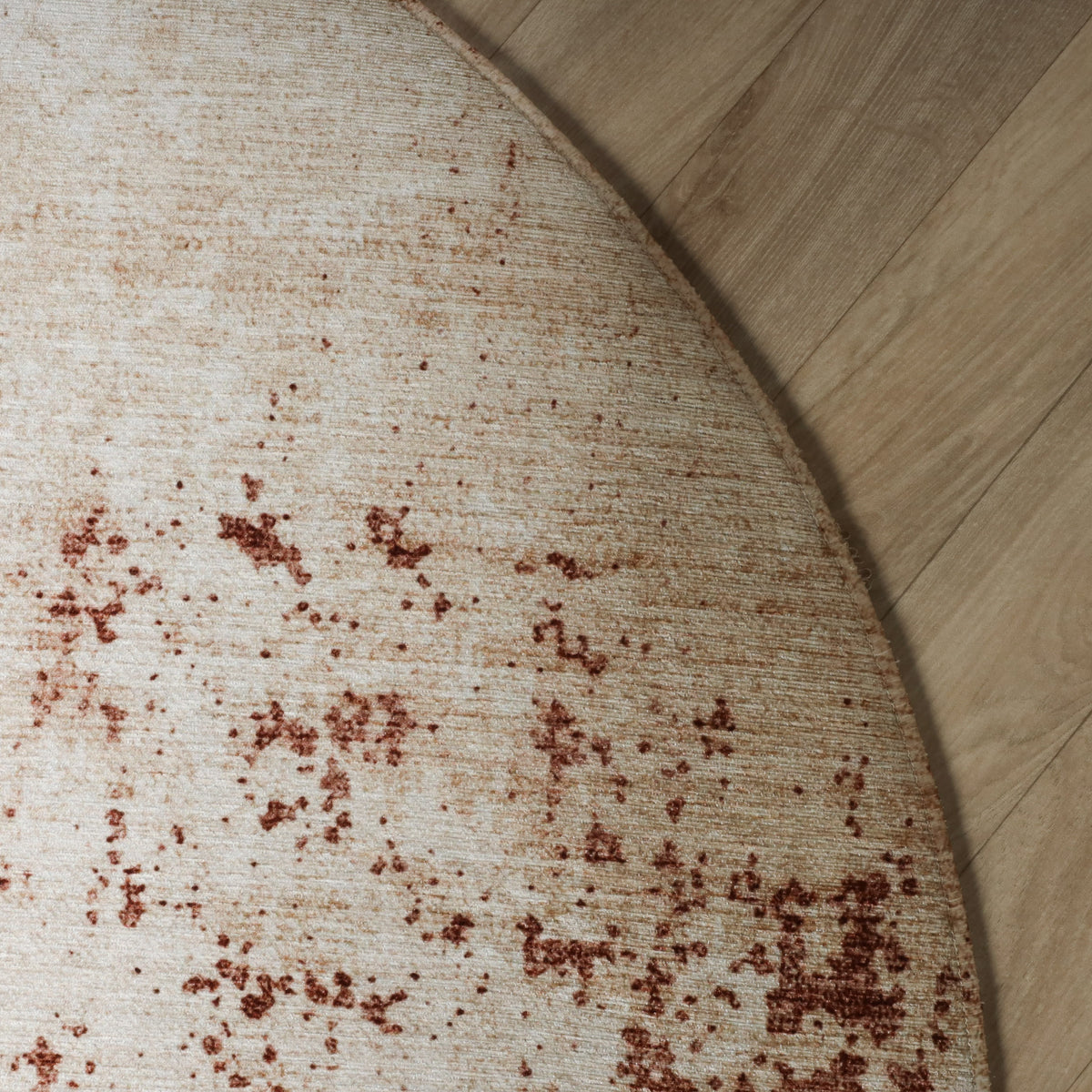 Rund abstrakt matta - Rusty Brown