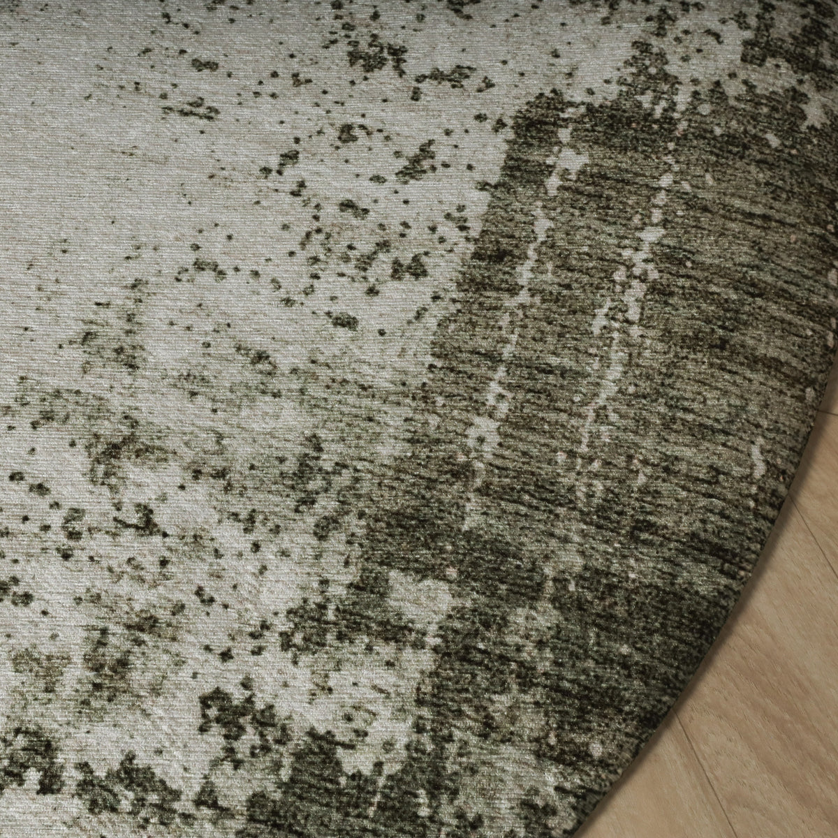 Round abstract rug - Rusty Green