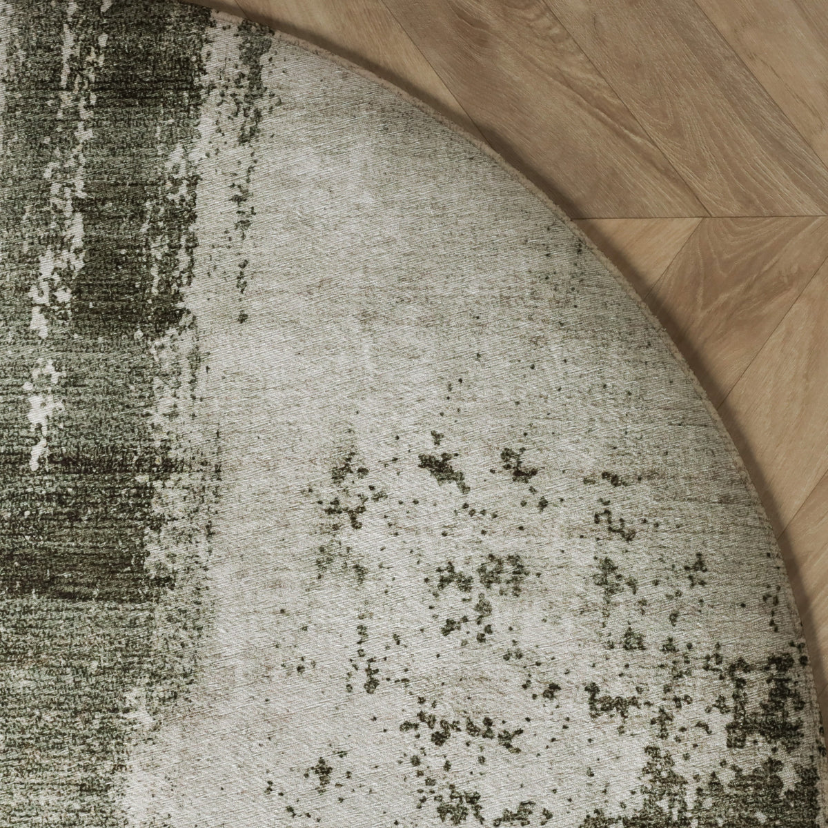 Round abstract rug - Rusty Green