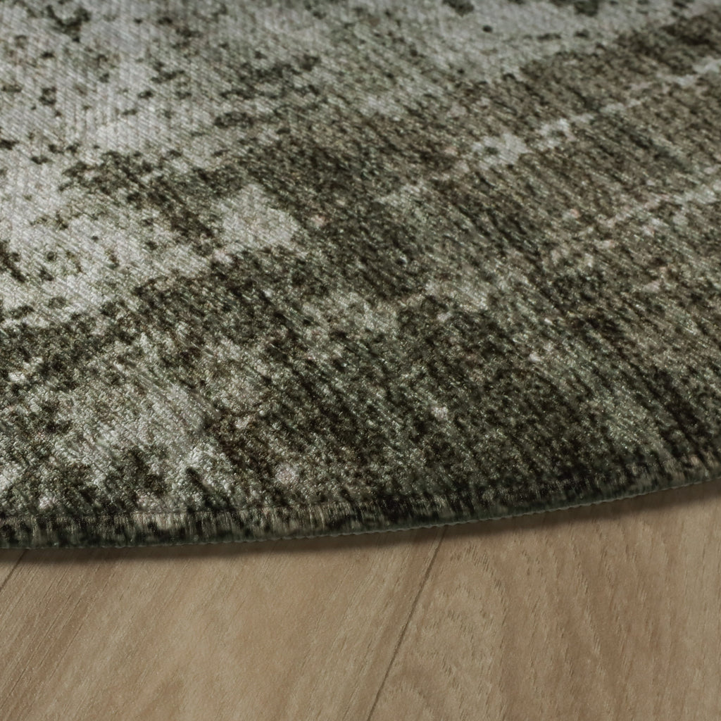 Round abstract rug - Rusty Green