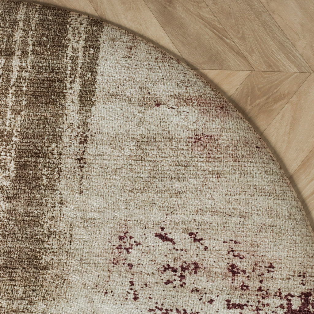 Round abstract rug - Rusty Multicolour