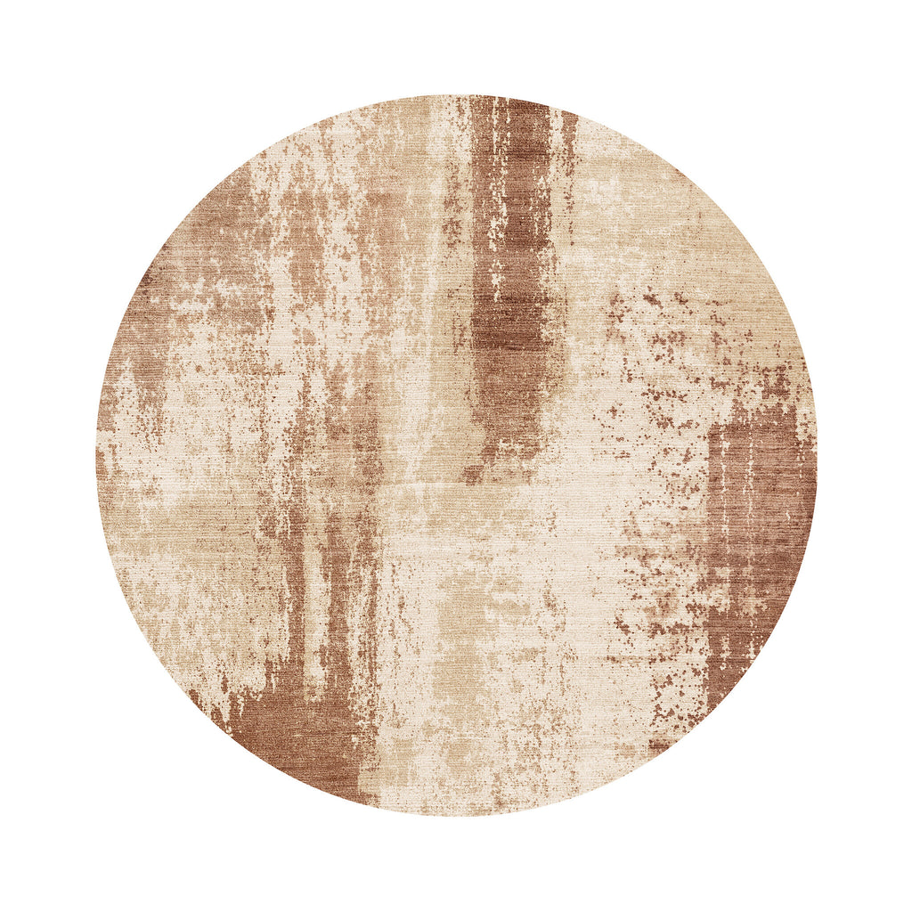 Rund abstrakt matta - Rusty Brown
