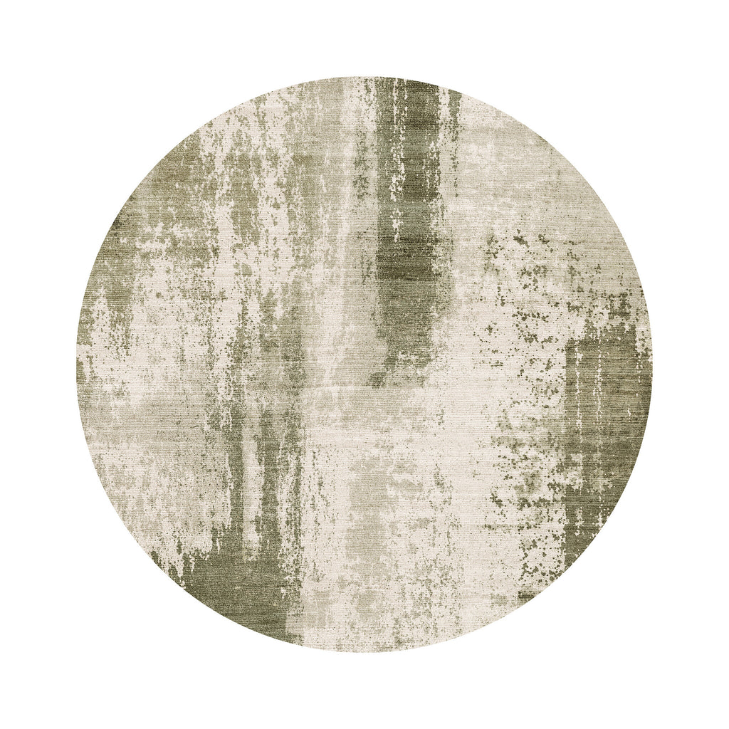Round abstract rug - Rusty Green