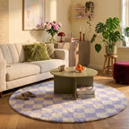 Round Retro Rug - Gambit Lilac/White
