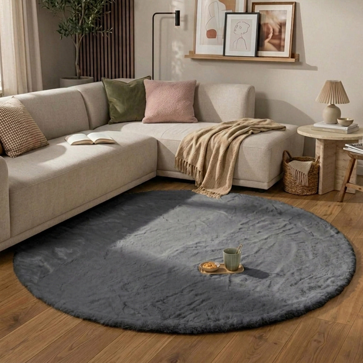 Round High Pile Rug - Comfy Supreme Anthracite