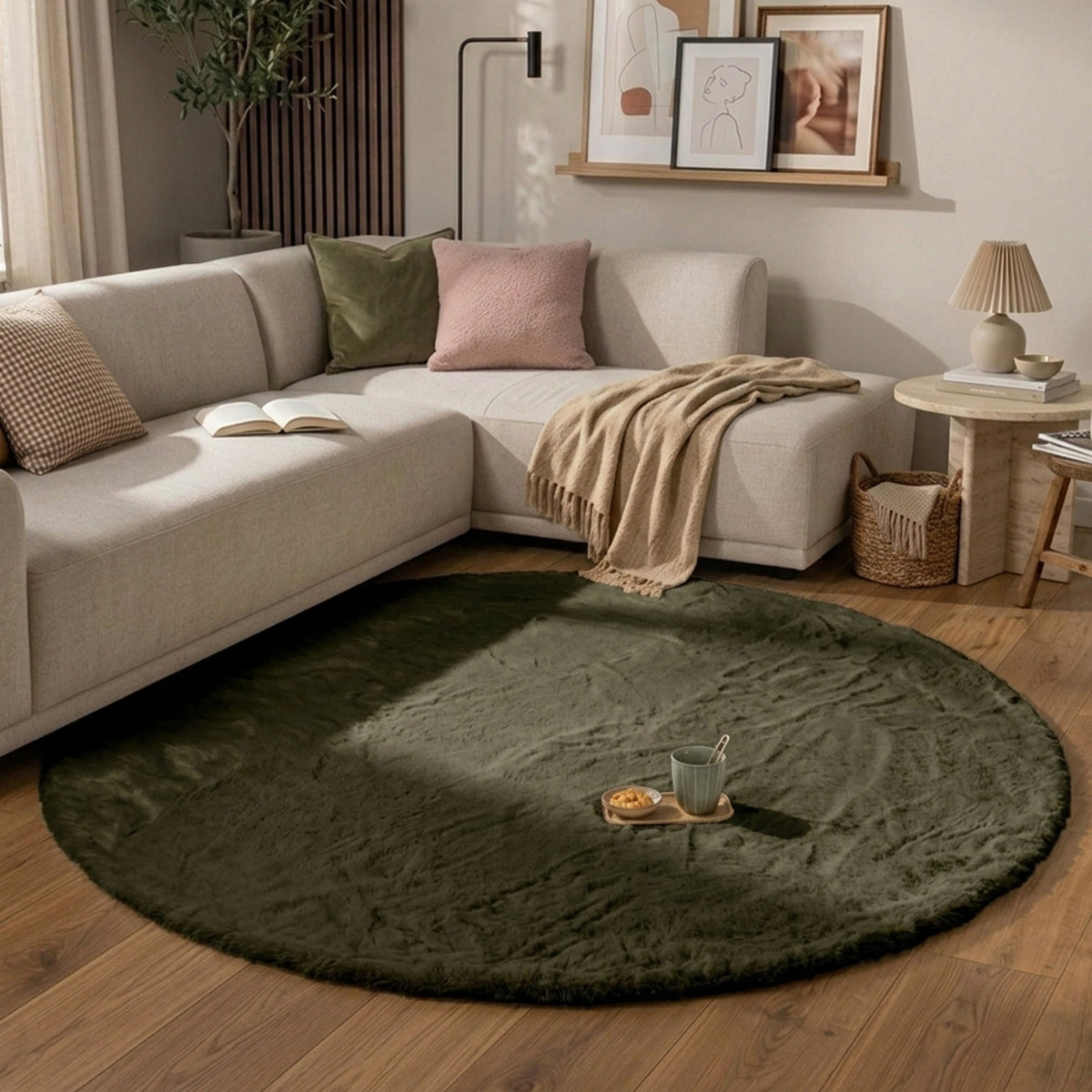 Rund fluffig matta | Comfy Supreme grön hos Volero