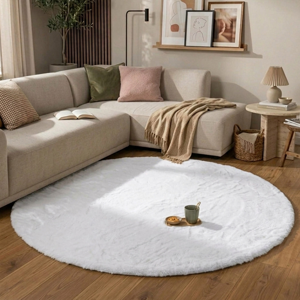 Round High Pile Rug - Comfy Supreme White