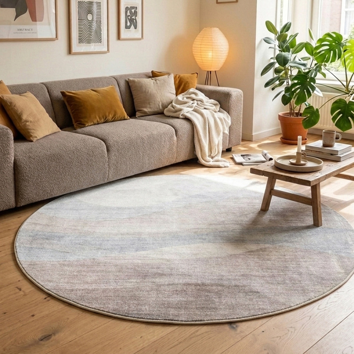 Round Modern Rug - Field Taupe