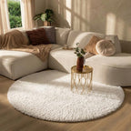 Round Shaggy Rug - Blaze White