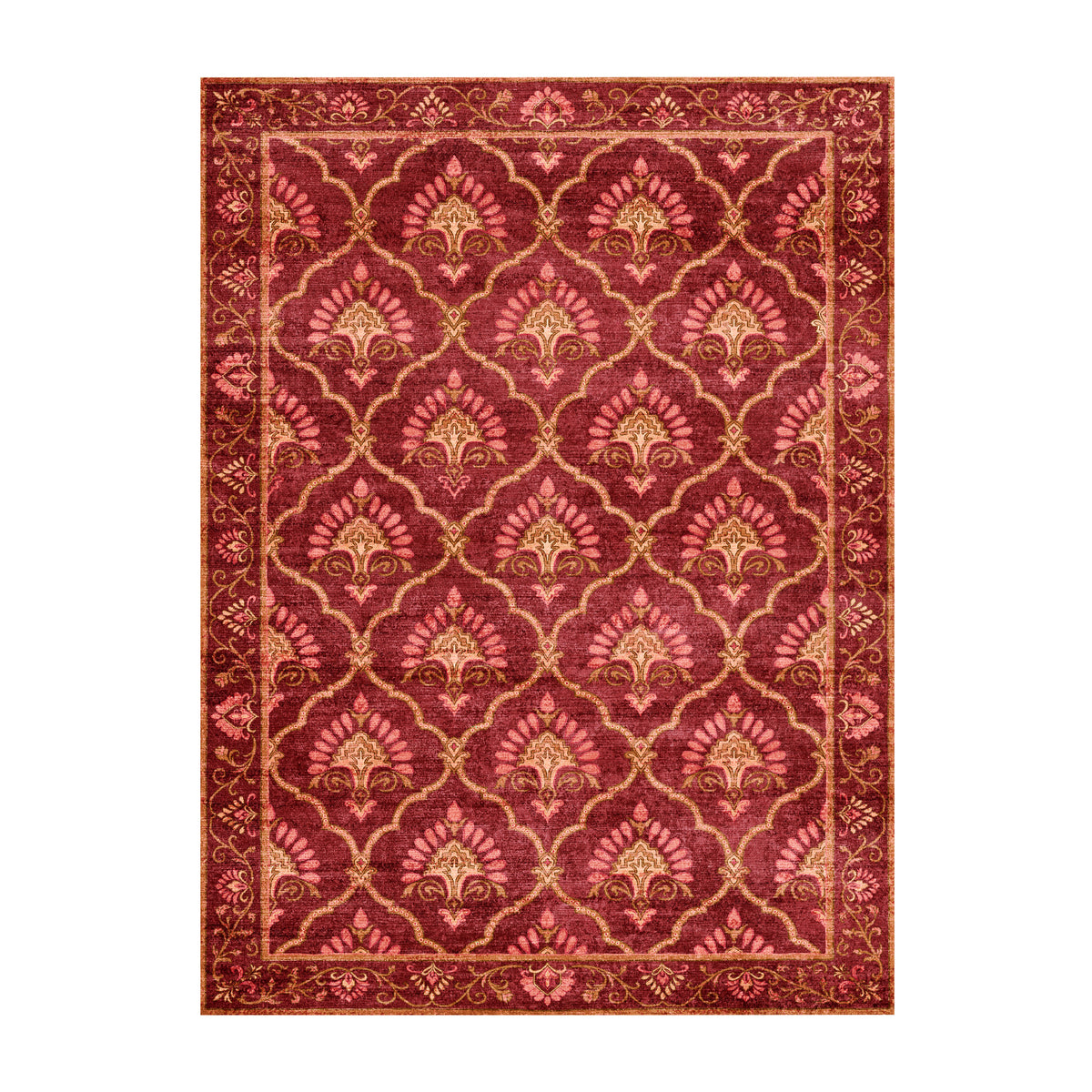 Vintage rug - Sage Grid Red