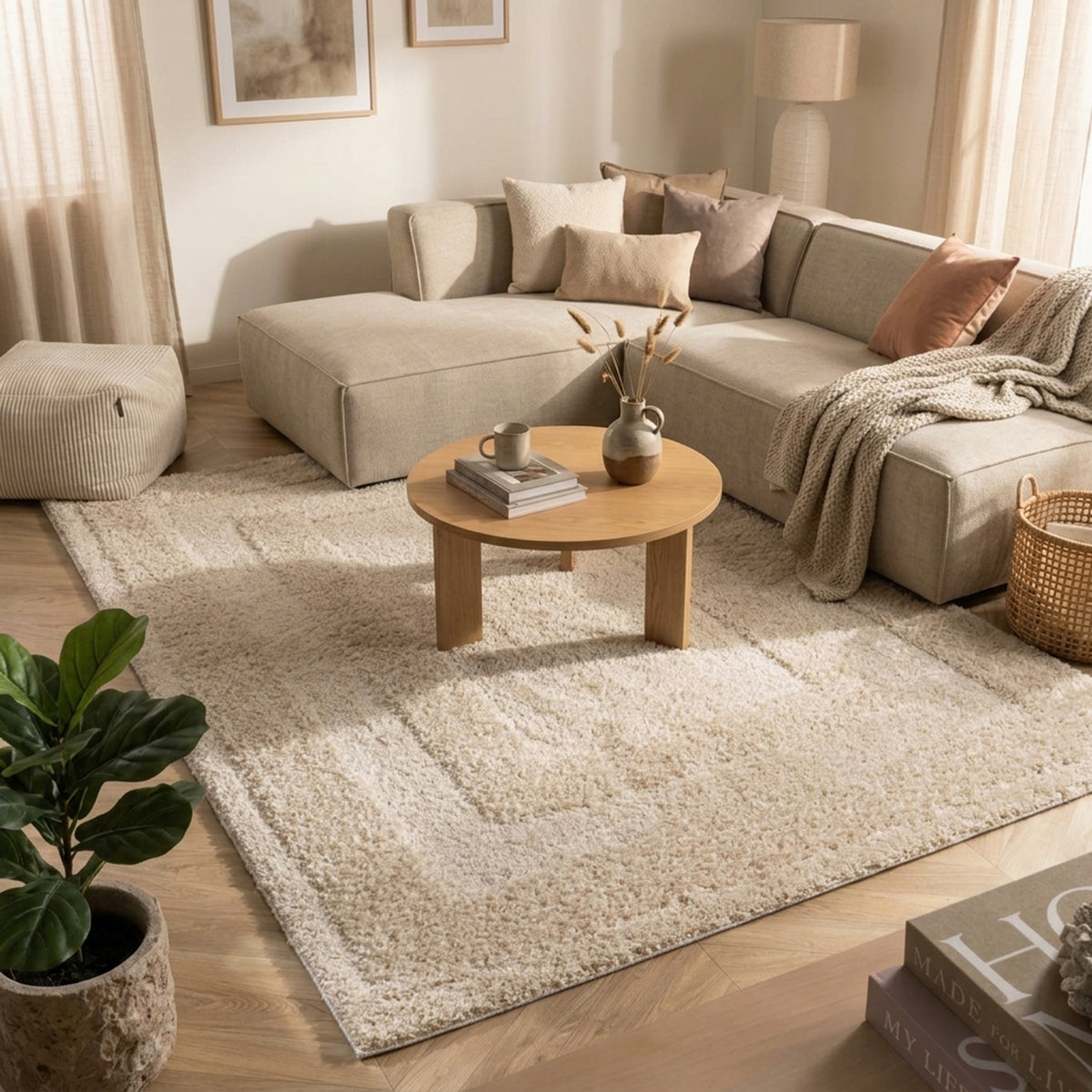 Scandinavian rug - Lova Border Beige