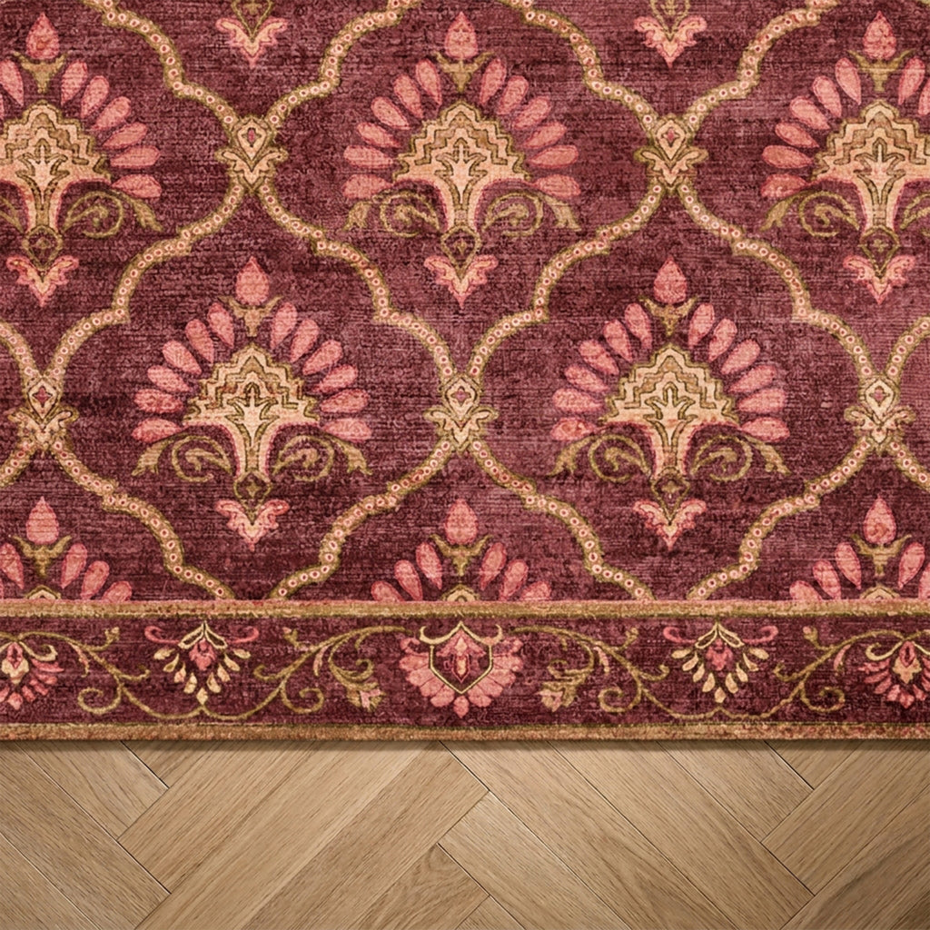 Vintagematta - Sage Grid Röd