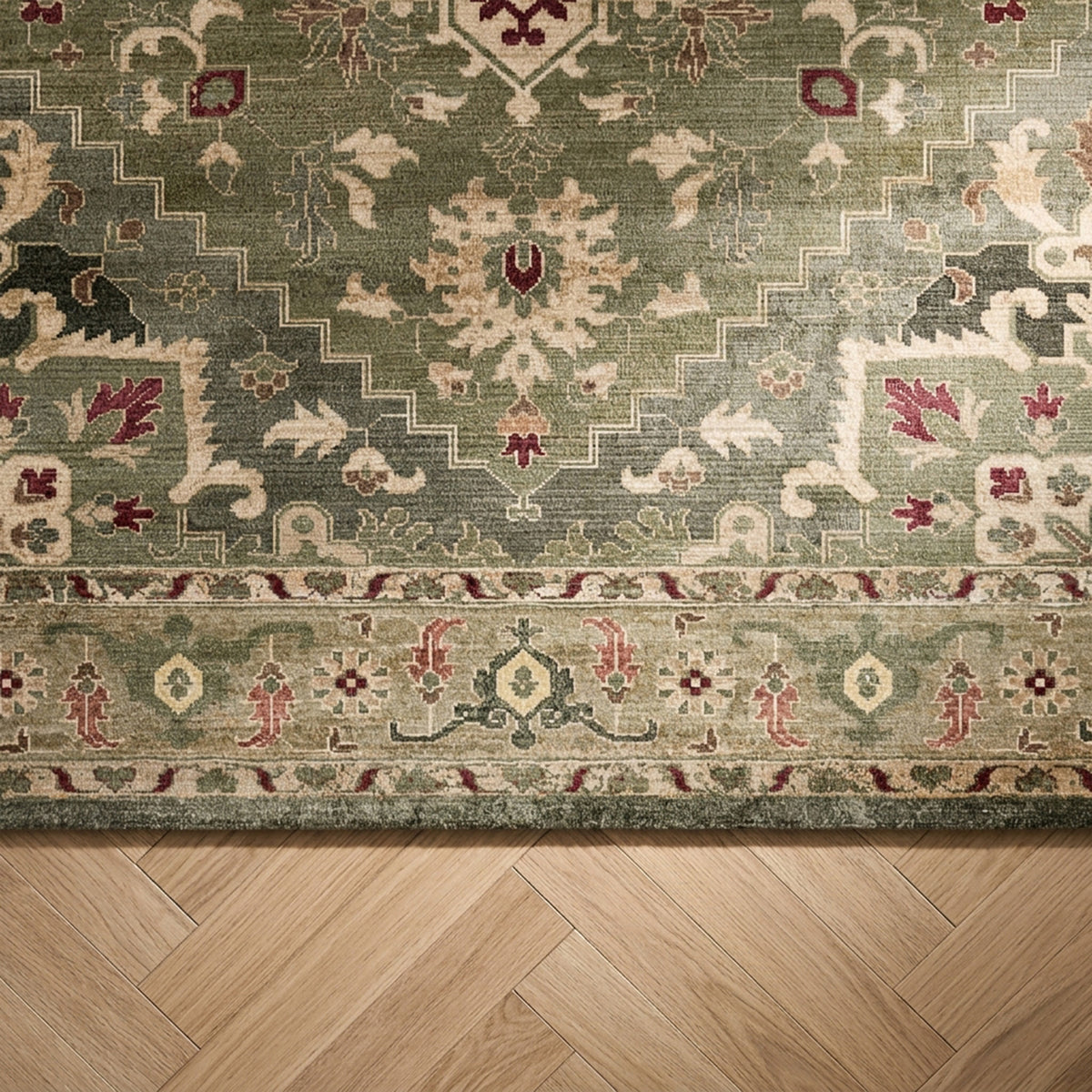 Vintage rug - Sage Medallion Green