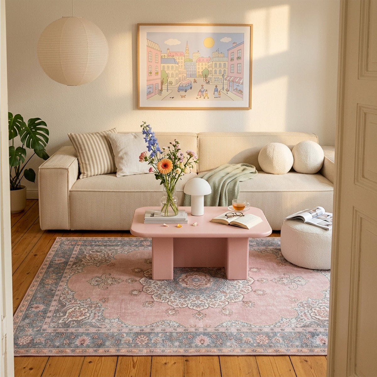 Vintage matta | Lily Medaillon rosa hos Volero
