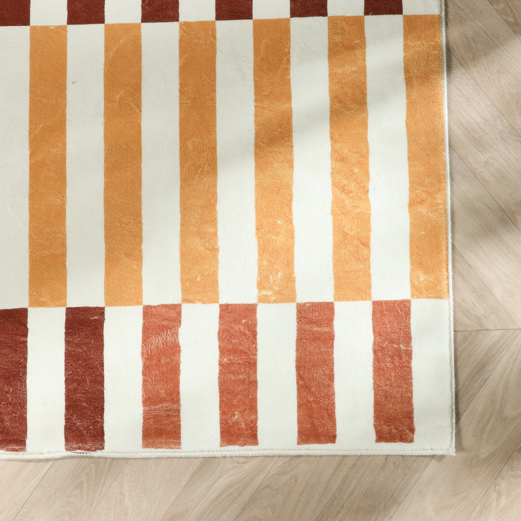 Washable children’s rug - Billy Blocks Terracotta