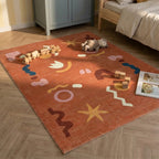 Washable children’s rug - Billy Shapes Terracotta