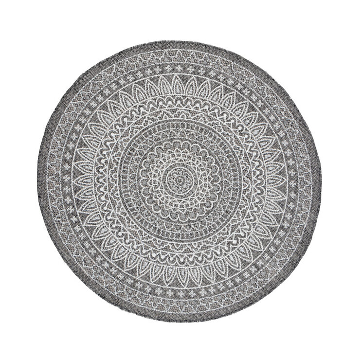 Rund Utomhusmatta - Summer Aztec Grå - product