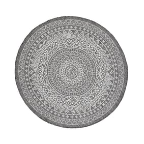 Rund Utomhusmatta - Summer Aztec Grå - sfeer