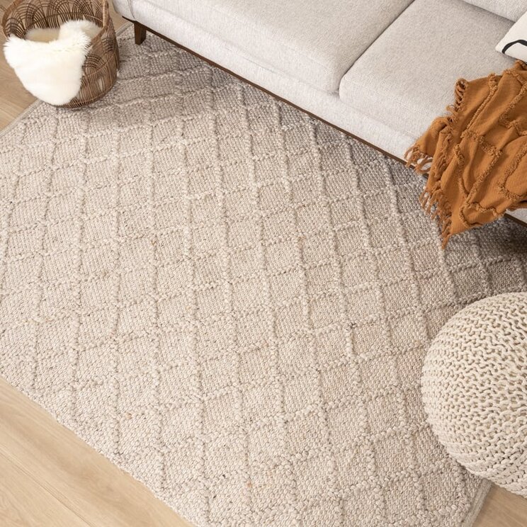 Vävd Matta I Ull - Knit Beige