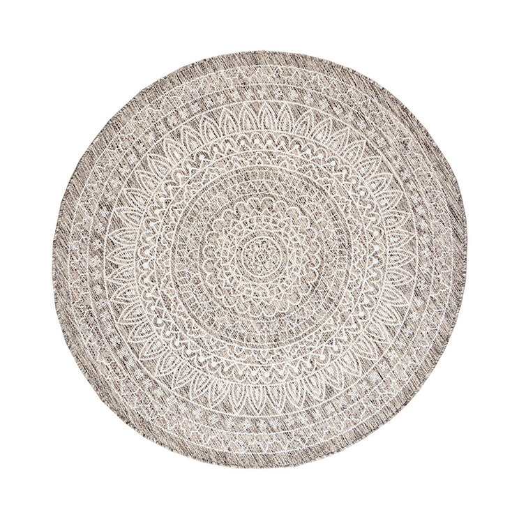 Rund Utomhusmatta - Summer Aztec Ljusgrå - product
