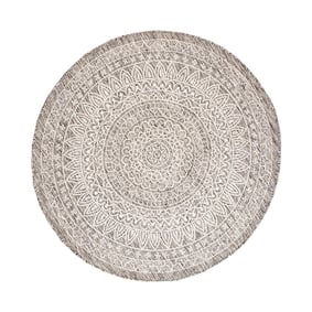 Rund Utomhusmatta - Summer Aztec Ljusgrå - sfeer