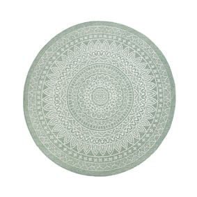 Rund Utomhusmatta - Summer Aztec Grön - sfeer