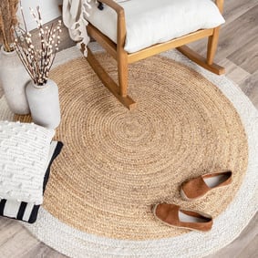 Jute Matta - Fair Rund Natur/Vit