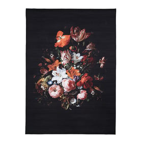Blommig Matta - Florine Svart/Orange - sfeer