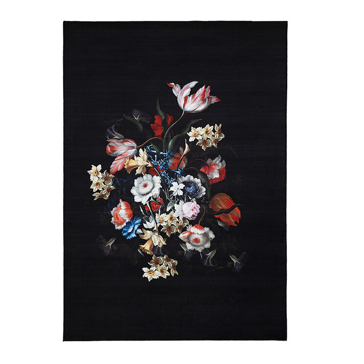 Blommig Matta - Florine Svart/Blå - product