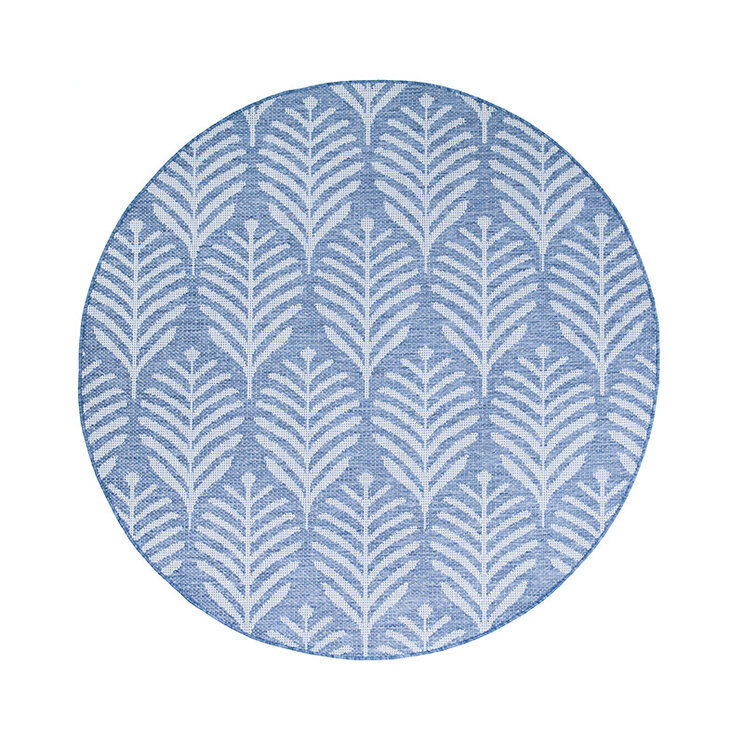 Rund Utomhusmatta - Summer Leaves Blå - product