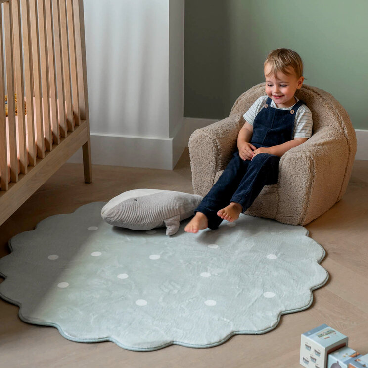 Rund Matta För Barnrum - Cloudy Dots Mintgrön