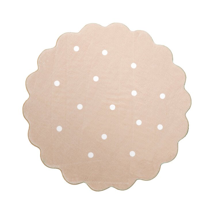 Rund Matta För Barnrum - Cloudy Dots Beige - product