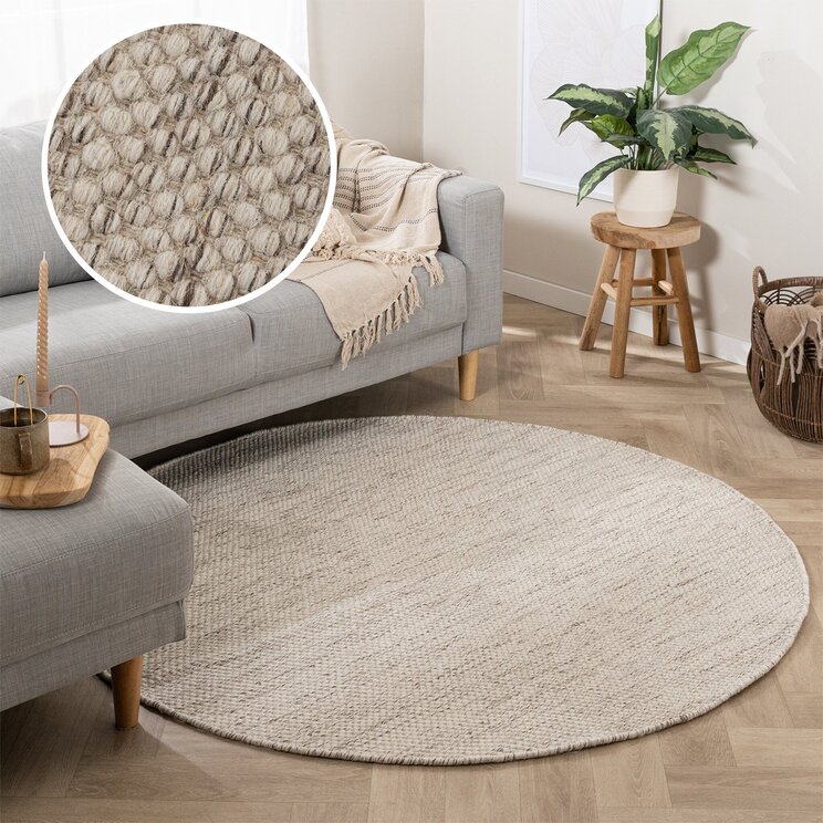Rund Ullmatta - Bliss Beige/Melerad