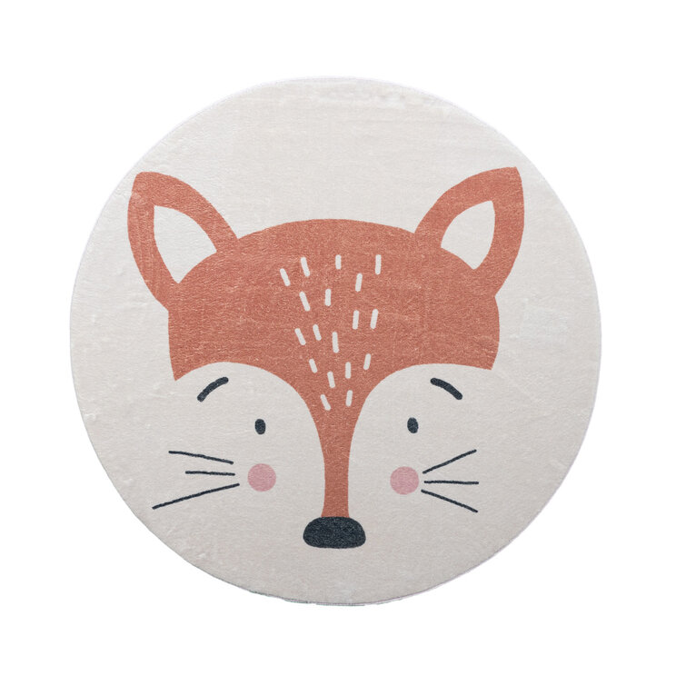 Rund Tvättbar Barnmatta - Sammy Fox Orange - product